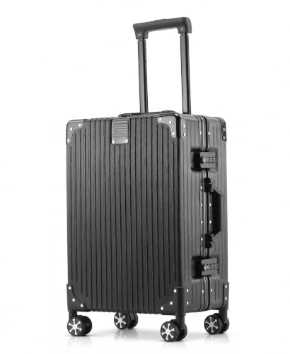 20" Zipperless Hardside Carry On Luggage with Aluminum Frame, Black | 22x14x9 Airline Approved, PC Hard Shell Suitcase, TSA Lock, 360° Spinner Wheels, Lightweight Carryon for Travel - color: Black