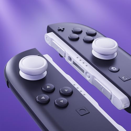 eXtremeRate Replacement 3D Joystick & Thumb Grips & Side Rail Shell Buttons for Nintendo Switch 2 JoyCon, Console Rail Stickers Controller Left Right Analog Stick Thumbsticks Caps for Switch 2 - White - color: White