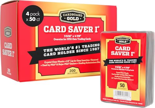 Cardboard Gold Card Saver 1 - Semi Rigid Card Holders - 200 Count | PSA BGS SGC Grading Submissions, Acid-Free Polypropylene Protectors, Trading Baseball Sleeves, Binder Storage Compatible - size: 200 Card Savers, style: Modern