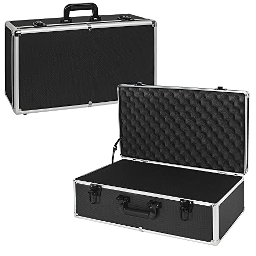 22 Inch Hard Carrying Case Ideal for Wireless Mic System Storage & Camera Gear Transportation, Aluminum Alloy Sturdy Build, Customizable Pre-Diced Foam, Black - size: Inner：21.6''X 11.6''X 7.6''