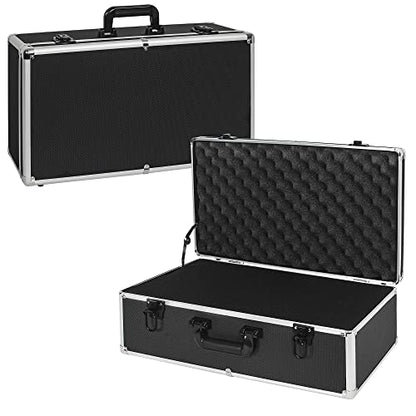 22 Inch Hard Carrying Case Ideal for Wireless Mic System Storage & Camera Gear Transportation, Aluminum Alloy Sturdy Build, Customizable Pre-Diced Foam, Black - size: Inner：21.6''X 11.6''X 7.6''