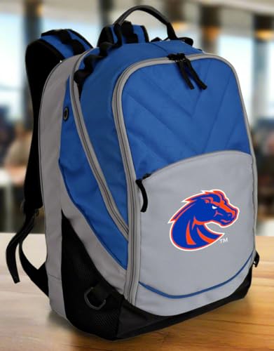 Broad Bay Boise State Backpack | Official BSU Broncos Logo, Padded Laptop Computer Section, Premium 600 Denier Nylon Fabric, - color: Blue & Gray