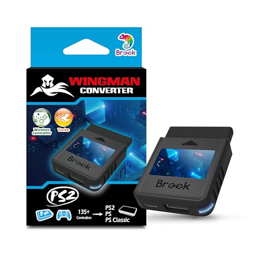 Brook Wingman PS2 Converter - Wireless Version of PS4/3 to PS2/1, Retro Consoles Converter on PS2/ PS1/PS Classic Consoles, for PS Retro Consoles - color: Black