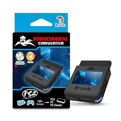 Brook Wingman PS2 Converter - Wireless Version of PS4/3 to PS2/1, Retro Consoles Converter on PS2/ PS1/PS Classic Consoles, for PS Retro Consoles - color: Black