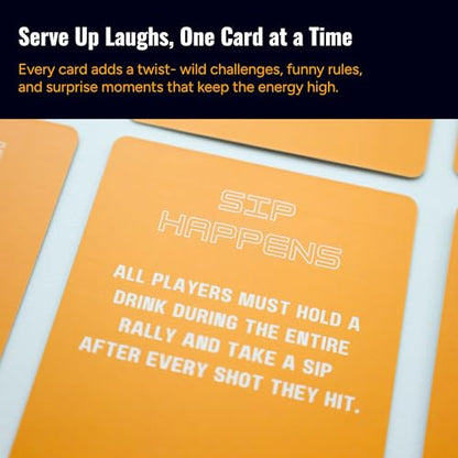 On-Court Pickleball Card Game – Drink & Dink – 25 Fun & Chaotic Challenge Cards for Competitive, Laugh-Out-Loud Pickleball Drinking Matches - color: Orange