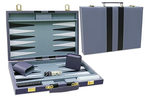 Backgammon Set - Classic Board Game with Premium PU Leather Case - Portable Travel Strategy Backgammon Game Set for Adults, Kids Family Game Night, Vacation & Gifts (11inch Small, Gray) - color: Gray, style: 11inch
