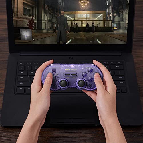 8Bitdo SN30 Pro Bluetooth Controller, Hall Effect Joystick(Crystal Purple) | Rumble Vibration, Turbo Function, USB-C Cable, Wireless Gamepad for Switch/Switch 2, Windows, Apple, Steam Deck, Raspberry Pi - color: Crystal Purple