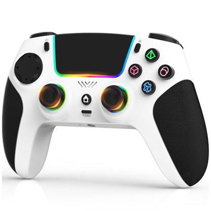 SFGSUP Wireless Controller for PS5/PC/MAC/iOS/Android/Steam Deck, with Hall Effect Joystick&Trigger/8 RGB Lighting/Turbo/Dual Vibration/Programmable/Headset Jack/Anti-Slip Handle Grip/1500 mAh Battery