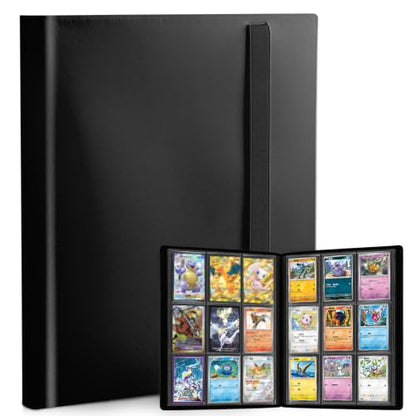 Trading Card Binder, 9 Pocket 20 Pages 360 Cards, Suitable for MTG, TCG(Black) - color: Black
