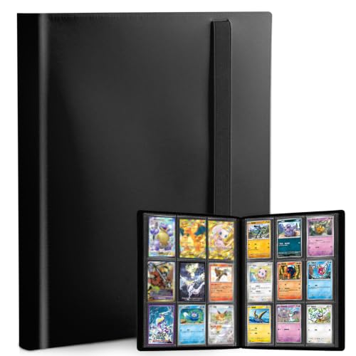 Trading Card Binder, 9 Pocket 20 Pages 360 Cards, Suitable for MTG, TCG(Black) - color: Black
