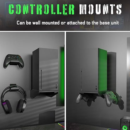 ADZ Series X Wall Mount for Xbox Series X Console, Multifunction Wall Mount Stand Includes Strong Metal Base and Xbox Controller Holder Mounts