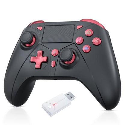Gamrombo Wireless Controller for PS5/PS5 Pro/PS5 Slim with 2.4G Adapter, Compatible with PS4/Switch/Windows, Dual Vibration/Macro/Turbo Function, 3.5mm Audio Jack - color: Black