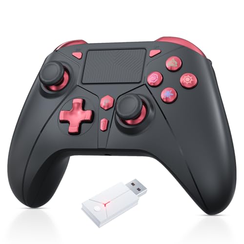 Gamrombo Wireless Controller for PS5/PS5 Pro/PS5 Slim with 2.4G Adapter, Compatible with PS4/Switch/Windows, Dual Vibration/Macro/Turbo Function, 3.5mm Audio Jack - color: Black