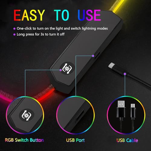 RGB Gaming Mouse Pad, Large Mouse pad with Led Light, Black Lines Non-Slip Rubber Base Big Mouse Mat for Gamer, 31.5 X 11.8 Inch - color: 14 Topographic Line