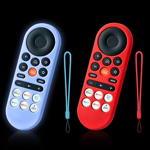 2-Pack Glowing Remote Cover for VIZIO XRT281 Remote Control Glow Blue & Red | Glowing in the Dark, Protective Silicone Case with Lanyard, GITD! - color: Glow Blue&Red