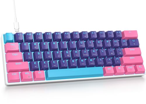 Fogruaden Wired 60% Percent Mechanical Keyboard, RGB Gaming Keyboard 60 Percent, Ultra-Compact 60 Percent Purple Keyboard for Win/Mac PC Gamer, Easy to Carry on Trip (Purple, Red Switch) - color: Purple/Red Switch