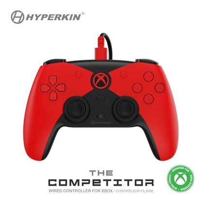 Hyperkin The Competitor Wired Controller for XBOX Series X|S, XBOX One & PC with Hall Effect Joysticks & Impulse Triggers, Symmetrical Layout & Precision D-Pad - Officially Licensed XBOX - Widow - color: 레드