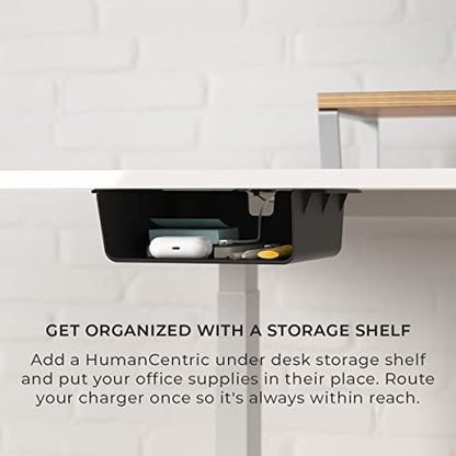HumanCentric Under Desk Storage Shelf, Drawer Organizer | Office, Workstations, Tables, Sit Stand Desks, Gaming Setups, Mountable Storage Tray, Cable Management, Screw, Stick VHB Tape