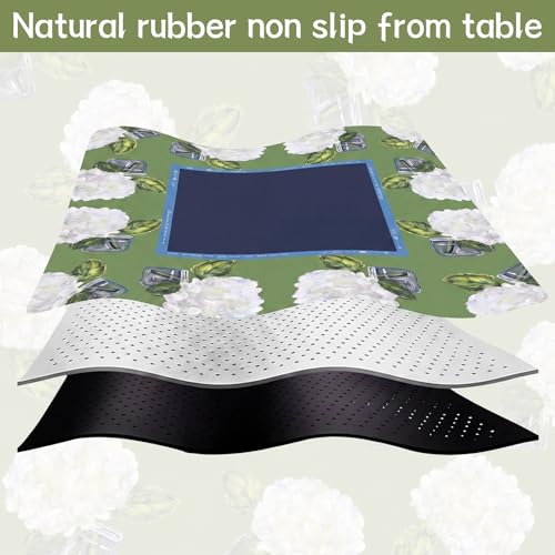 Drydiet Mahjong Mat for Table 31.5 x 31.5 Inch American Mahjong Mat with Carrying Bag, Non-Slip Noise Reduction Table Item for Family Poker Domino Board Game Night & Party Use(White Hydrangea) - style: White Hydrangea