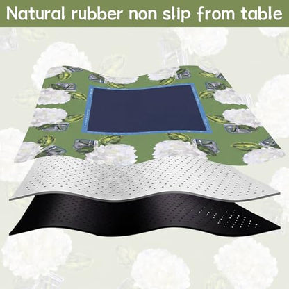 Drydiet Mahjong Mat for Table 31.5 x 31.5 Inch American Mahjong Mat with Carrying Bag, Non-Slip Noise Reduction Table Item for Family Poker Domino Board Game Night & Party Use(White Hydrangea) - style: White Hydrangea