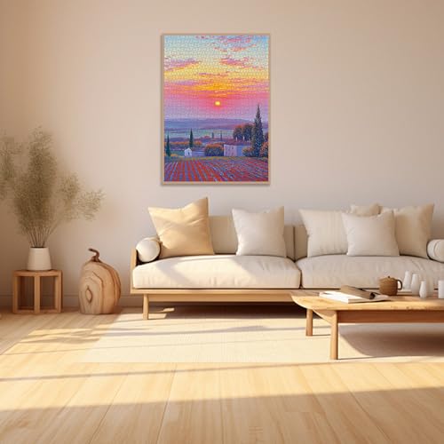 Puzzle for Adults 1000 Pieces, Sunset Field Puzzle, Challening Impossible Difficult Hard Fun 1000 Pieces Jigsaw Puzzles for Adults Family with Letters on Back - color: Sunset Field 1000 Pieces