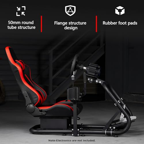 Dardoo G29 Racing Simulator Cockpit with Seat Fit for Thrustmaster T300RS, for Logitech G25 G27 G920 G923, for Fanatec, Ultra-Sturdy Alloy Steel Steering Wheel Stand,Without Wheel,Pedal & Handbrake