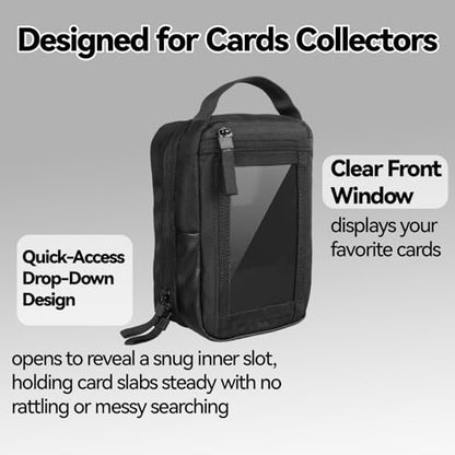 VANEST Sling Bag Compatible with Graded Cards and TCG Singles, Cross Body Bag Hold Slab Storage Carrying Case, Display Window for Card Shows Perfect for Display