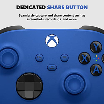 Xbox Wireless Controller - Shock Blue - Bluetooth - USB - Xbox Series X, S, One, PC, Android, iOS, Tablet - 19 Buttons - 90 Days Warranty