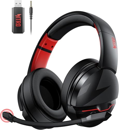acer Wireless Gaming Headset, PS5 Headset with 2.4GHz for Ps5, Ps4, PC, Switch, Bluetooth 5.3 + 100Hrs Gaming Headphones with Noise Canceling Mic for Laptop, Mobile, Mac, 50mm Drivers (Red) - color: Red