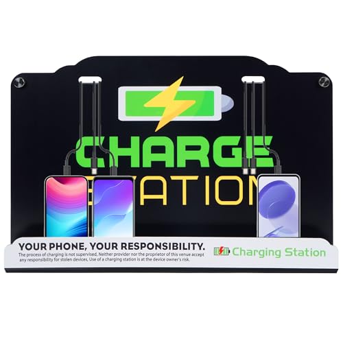 Wall Mount Charging Station with 8 Ports Phone Charger with Type-C,Android Port | Applicable for Applicable Airport Hospitals Banks Hotel and Public Places (Black) - color: Black
