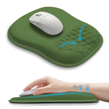 Hokafenle Ergonomic Wrist-Hugging Mouse Pad Wrist Support, U-Shaped Holding Wrist Rest Mousepad for Carpal Tunnel Pain Relief with Cushioned Memory Foam Slope Massage Bulge (10.2x8.3 in,Dill Green) - color: Dill Green