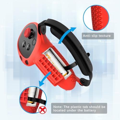Controller Grips Cover Compatible with Meta Quest 3S/Quest 3 Accessories, Hand Strap with Battery Opening, Knuckle Straps with Widen and Thicken Sponge(Not for Charging Dock) (Red) - color: Red