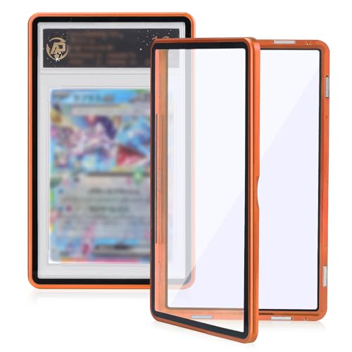 Magnetic Graded Card Case, Premium Aluminum Alloy Protector with 9-Point Lock, Personalized Slab Bumper for 35PT PSA/CSG, Drop-Tested & UV Resistant, Ideal for Display & Long-Term Storage (Orange) - color: Orange, style: PSA Card Case