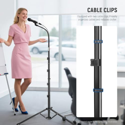 NEEWER Microphone Stand with Flexible Arm, Boom Arm Mic Floor Tripod Mount Holder with Mic Clips, 3/8" to 5/8" Adapter, Cable Clips for Singing Vlogging Live Streaming Video Recording, MS010 - style: MS010