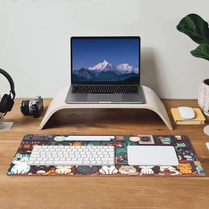 Gaming Mouse Pad Desk Pad,Extended Big Mouse Pad,31.5x11.8 Inch Long Computer Keyboard Mouse Mat Mousepad with 3mm Non-Slip Base and Stitched Edge for Gaming and Office… (cat) - color: Cat