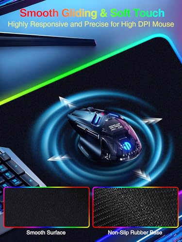 Wireless Charging Mouse Pad Gaming, 31.5"x11.8" Large Desk Mat, Waterproof | RGB Mousepad, Smooth Glide, Stitched Edge, Non-Slip Rubber Base, Desk Pad Computer Keyboard Mat, No Adapter - color: RGB-31.5"x11.8"
