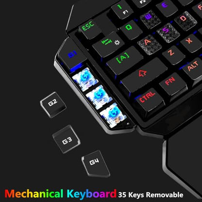 RGB One Handed Mechanical Gaming Keyboard,Colorful Backlit,Wrist Rest Support,Professional USB Wired Single Hand Mechanical Keyboard for Game