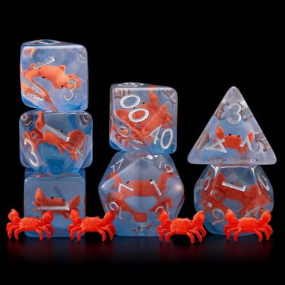 Resin Dice Set,Polyhedral Dice Crab Dice,RPG D&D Dice Set for Dungeons and Dragons MTG RPG Role Playing Games - color: Crab