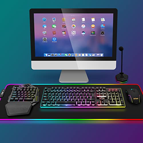 RedThunder Wireless One-Handed Gaming Keyboard, 2.4Ghz RGB Backlit Mini Gaming Keypad, Rechargeable 2000mAh Battery for PC Gamer