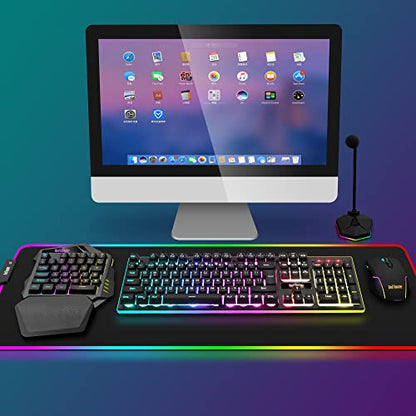 RedThunder Wireless One-Handed Gaming Keyboard, 2.4Ghz RGB Backlit Mini Gaming Keypad, Rechargeable 2000mAh Battery for PC Gamer