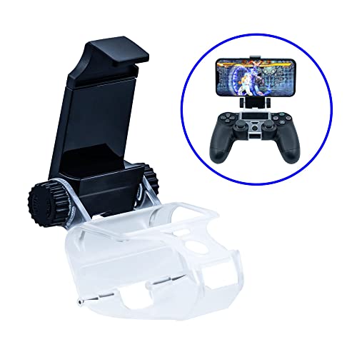 Mcbazel Phone Mount Clip for PS4 Controller, Smart Phone Holder Compatible with PS4 DualShock 4 Controller and iPhone, Android up to 6 Inch - Black | Click-lock installation All buttons & ports fully accessible Folds flat for travel PS4, Slim & Pro compat