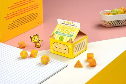 1985 Games Lemon Cat Milk Carton Dice – Meet The Adorable Residents of Fruit Meadows with This Charming Collectible Set - color: Lemon