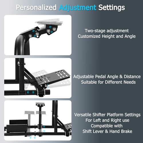 Anman Driving Wheel Stand Racing Simulator Cockpit With Chair Fit for Logitech G25 G29 G920, for Thrustmaster T300RS TX T300rs, for Fanatec,Adjustable Stabilized Sim, Not Included Wheel Pedals