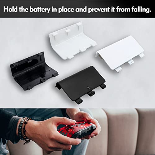 KELIFANG Replacement Battery Cover Door Compatible with Xbox One, One S, One X Controller, Battery Back Shell Repair Part Compatible with Xbox Wireless Controller (4 Pack, White) - color: White