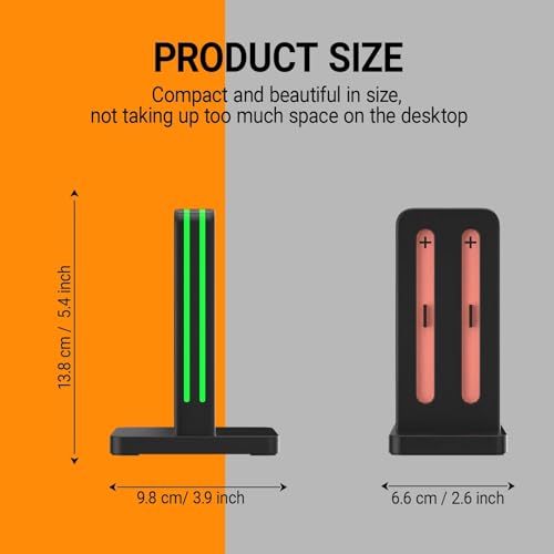 Nintendo Switch 2 Controller Charger, 4-Slot Magnetic Dock, LED Indicators | For Nintendo Switch 2 controllers only, not original Switch; four magnetic slots charge together with clear LED status lights