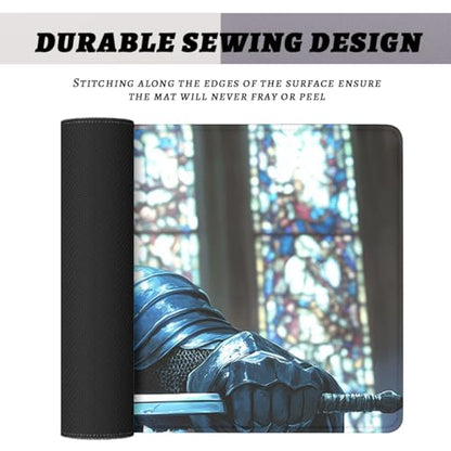 Knight Gaming Mouse Pad Gothic Fantasy Stained Glass Mousepad Extended Large Laptop Keyboard Non-Slip Rubber Base with Stitched Edges Office Computer Keyboard Laptop 31.5x11.8 Inch - color: Knight_12, size: 31.5L x 11.8W inches