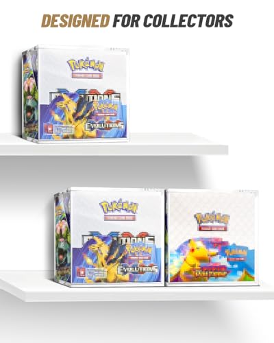 Booster Box Acrylic Case | Stackable Acrylic Display Case with Magnets Lid | Compatible with PKMN Booster Box Case | 5mm Thick | UV Protection | Clear Boxes for Display |Suitable for Collectors - size: 6.1x3.5x5.3in