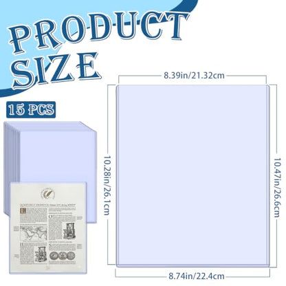 Vmiapxo 15 Pack 8" x 10" Hard Plastic Card Sleeves, Waterproof Rigid Protectors Clear Double Sided Display Sheet Holders for Prints Photos Pictures Art Papers Posters - size: 8" x 10"