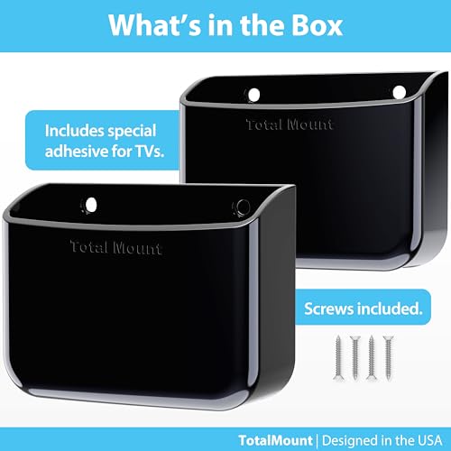 TotalMount Universal Remote Holders – Place on Wall or Back of TV | Designed in the USA – Premium, Black Remote Control Holders (Large, 2 Pack)