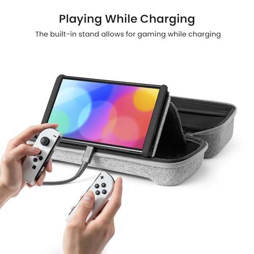 Hard Storage Case Compatible with Nintendo Switch, tomtoc Original Protective Hardshell Travel Handle Case Carrying Bag Cover fit Nintendo Switch Console Accessories, 18 Game Card Slots